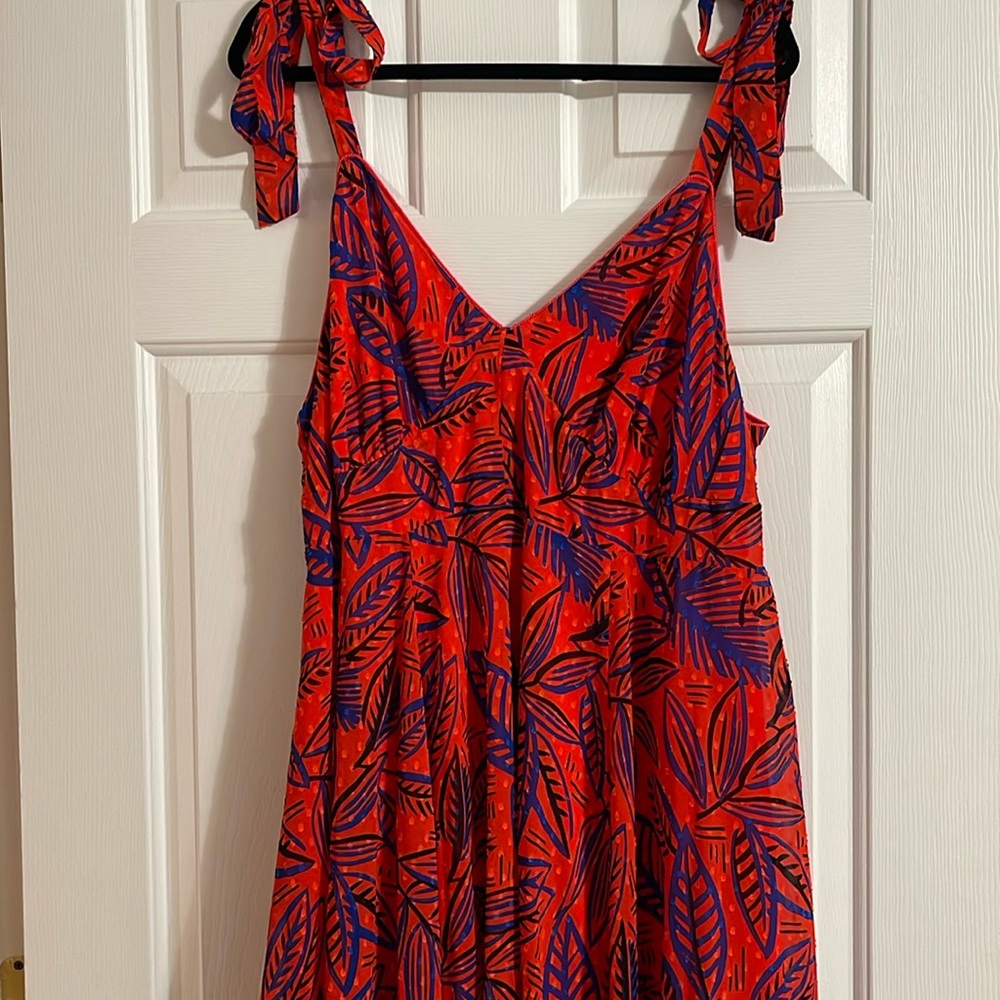Alexis for Target Orange and Blue Botanical Dress Asymmetrical Hem